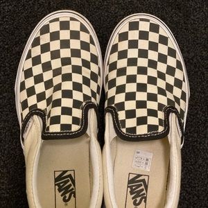 Checkerboard classic slip on vans (size 3.0 kids)